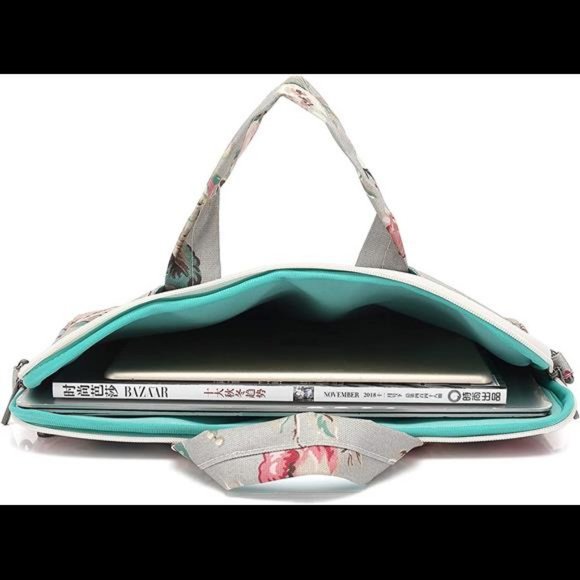 Designer Rose Pattern Water Resistant Laptop Shoulder Messenger Bag for MacBook - Picture 3 of 7